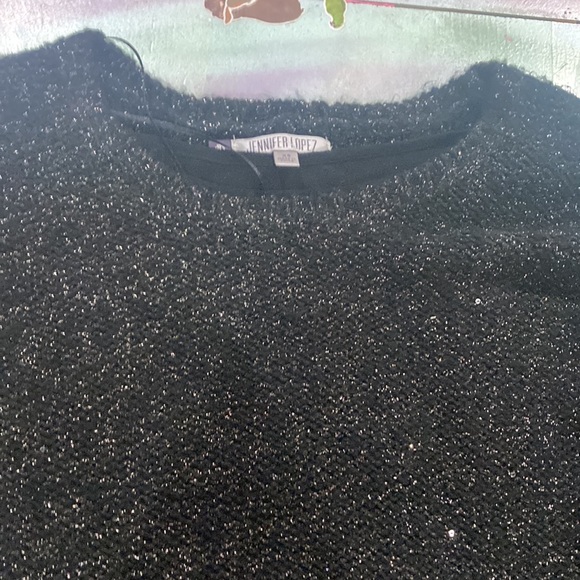 Jennifer Lopez Glitter Knit 3/4 Sleeve Sweater w/ Sheer Underlayer size XS NWOT - Picture 5 of 8